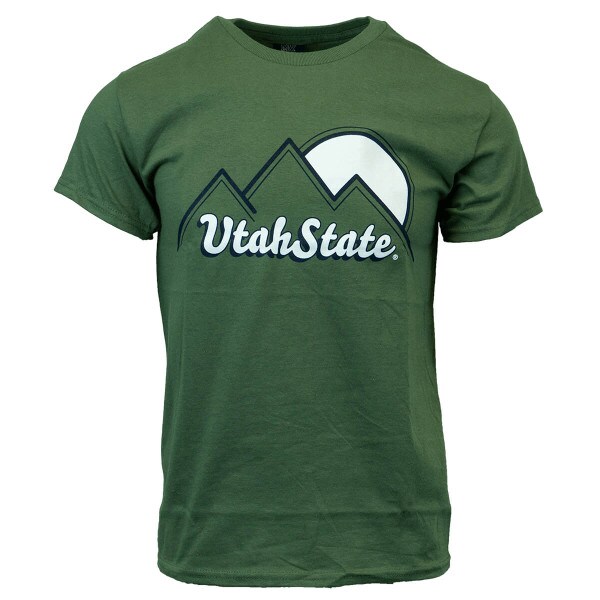 utah state mountain sun tshirt green